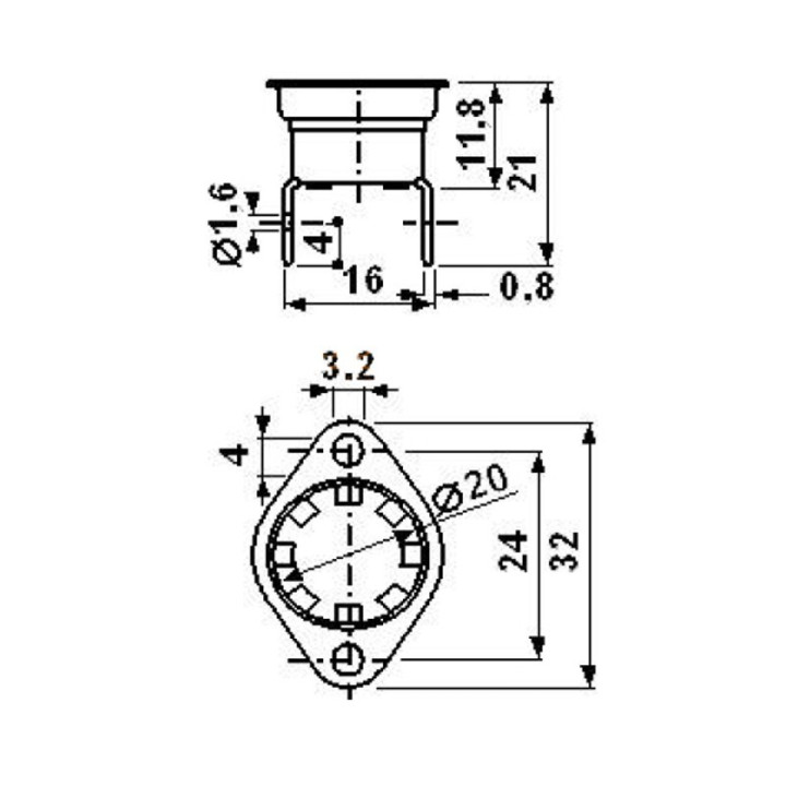 Termostato bimetallico con flangia stufe a pellet 14704012