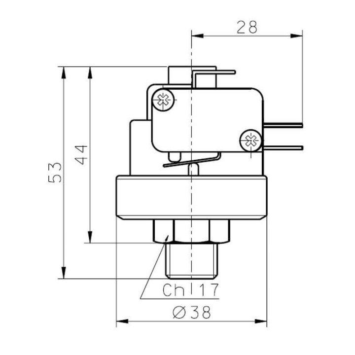 Pressostato acqua regolabile 1 - 2,5 bar XP200M stufe a pellet 14707011