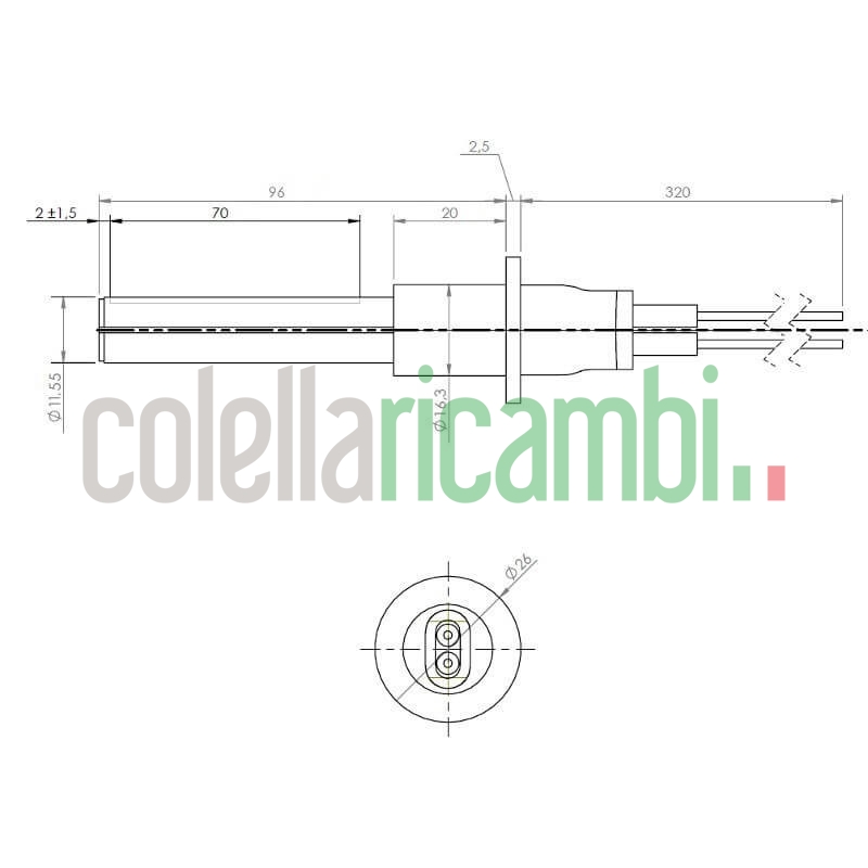 Resistenza accensione per stufe a pellet in ceramica 14701098