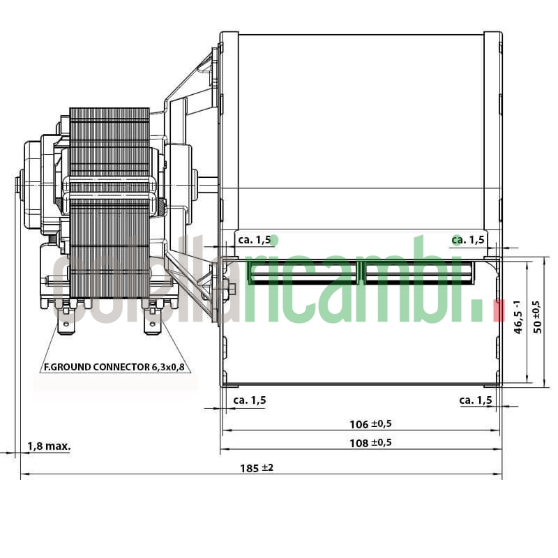 Ventilatore centrifugo RLD76/0086ZA59-3030LH per stufa a pellet.