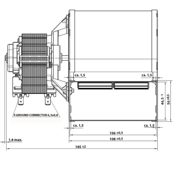 Ventilatore centrifugo RLD76/0086ZA59-3030LH per stufa a pellet.
