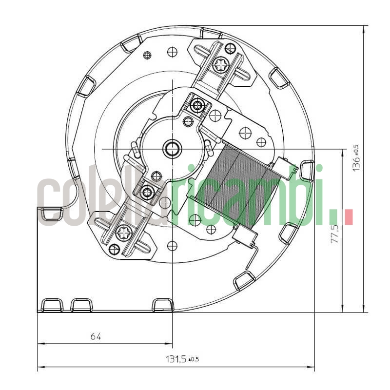 Ventilatore centrifugo RLD76/8600ZA60-3030LH per stufa a pellet.