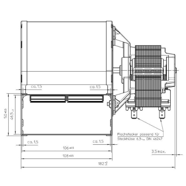 Ventilatore centrifugo RLD76/8600ZA60-3030LH per stufa a pellet.