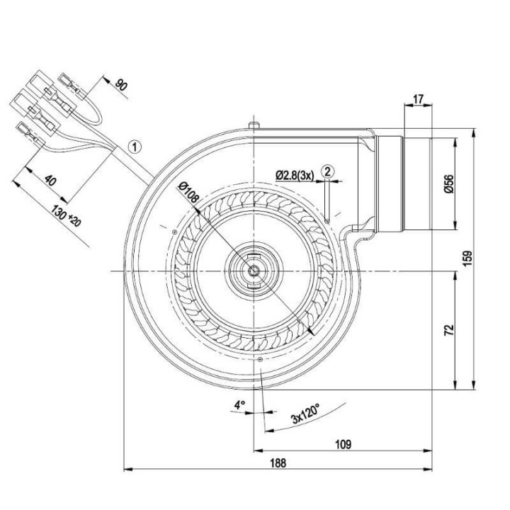 Ventilatore centrifugo EBM G2E097-FL64-55