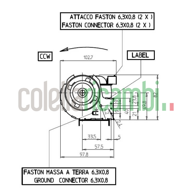 Ventola tangenziale doppia per stufa a pellet 14706027