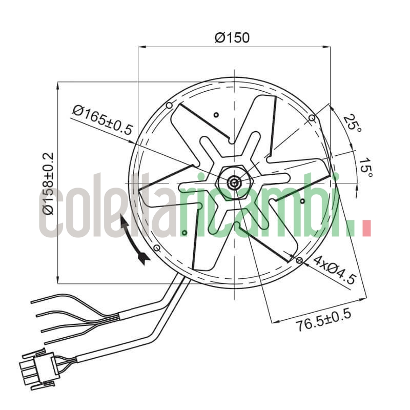 Estrattore aspiratore fumi per stufe a pellet con motore ECOFIT 2RECA3 e girante in acciaio AISI 430 14706023