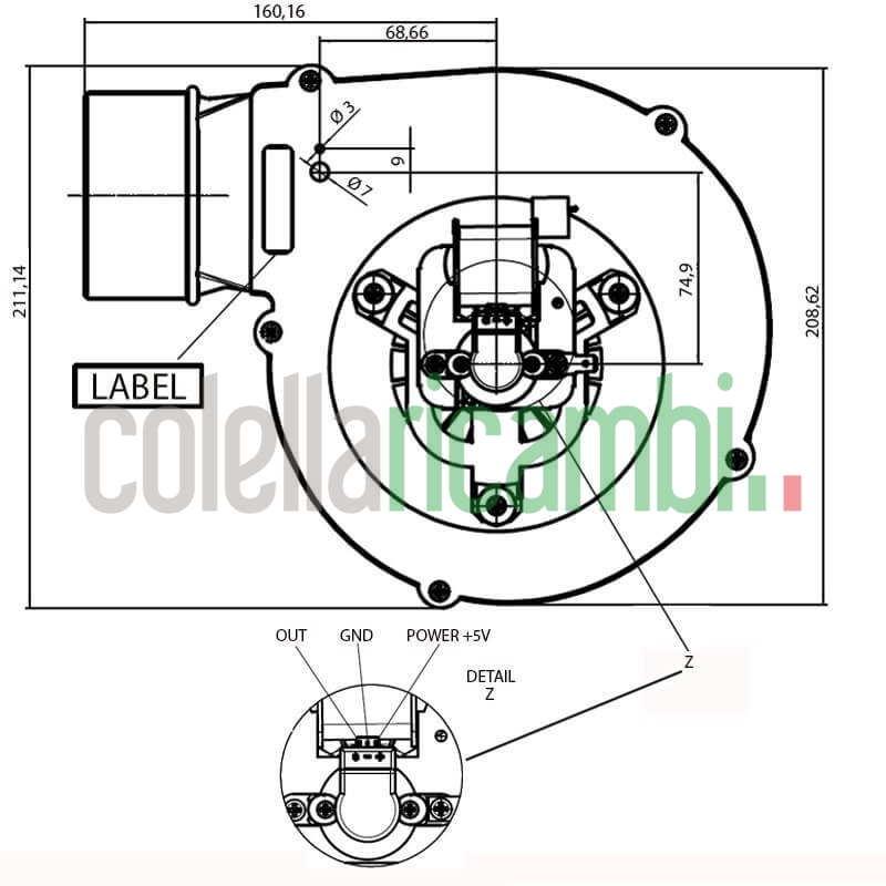 Estrattore aspiratore fumi FERGAS 260921 stufe a pellet 14706016