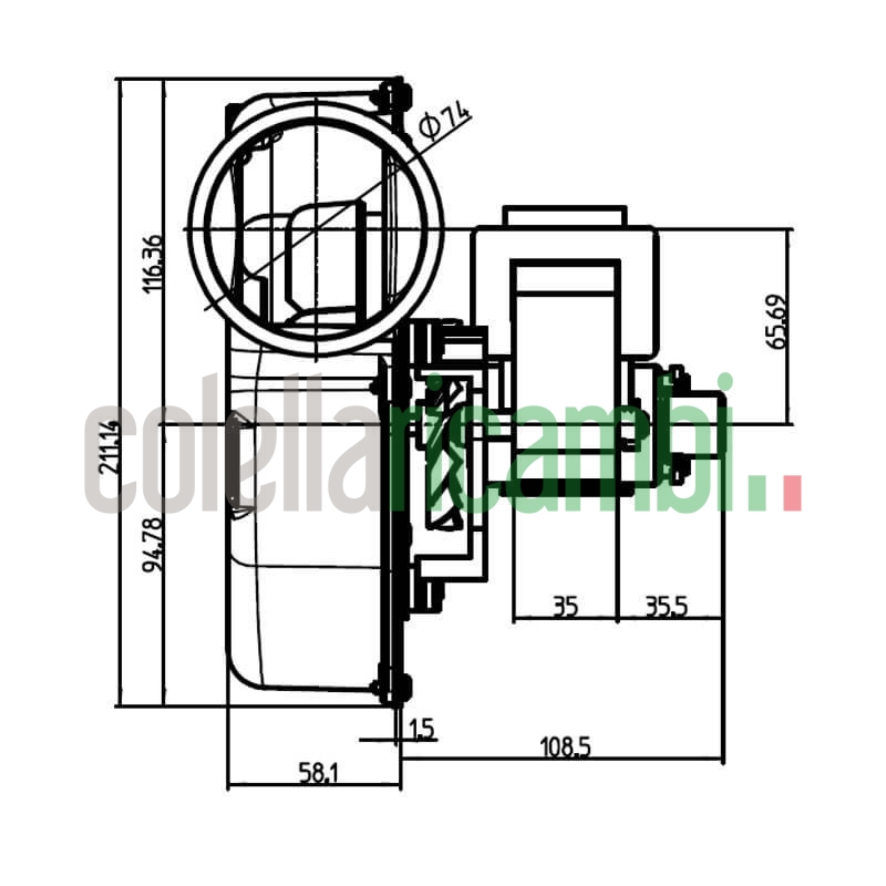 Estrattore aspiratore fumi FERGAS 260921 stufe a pellet 14706016