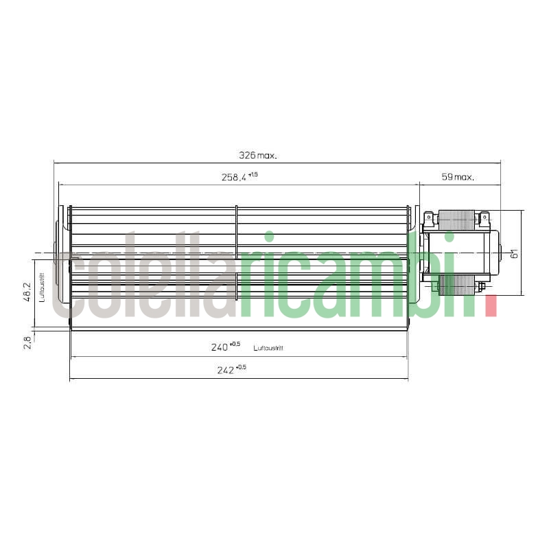 Ventola tangenziale EBM QLN65/2400 A33-3025LH stufe a pellet 14706082