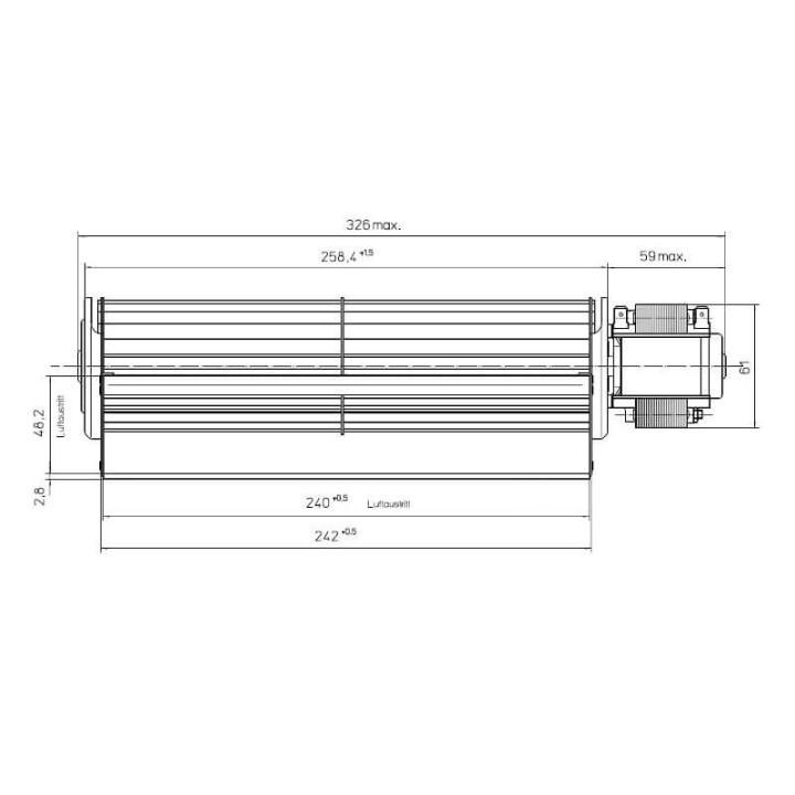 Ventola tangenziale EBM QLN65/2400 A33-3025LH stufe a pellet 14706082