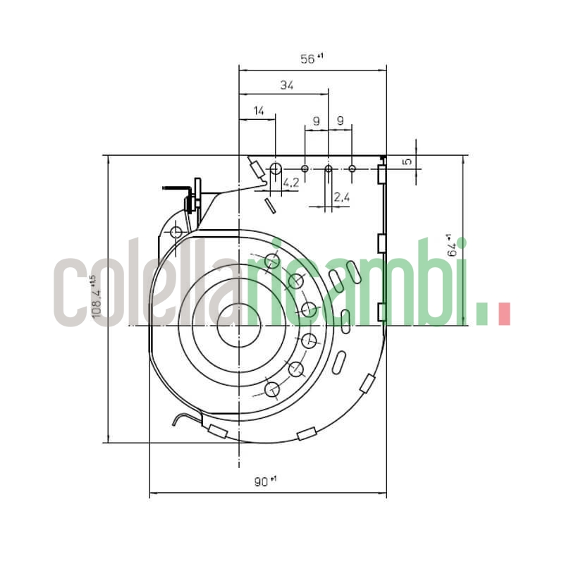 Ventola tangenziale EBM QLN65/2400 A33-3025LH stufe a pellet 14706082
