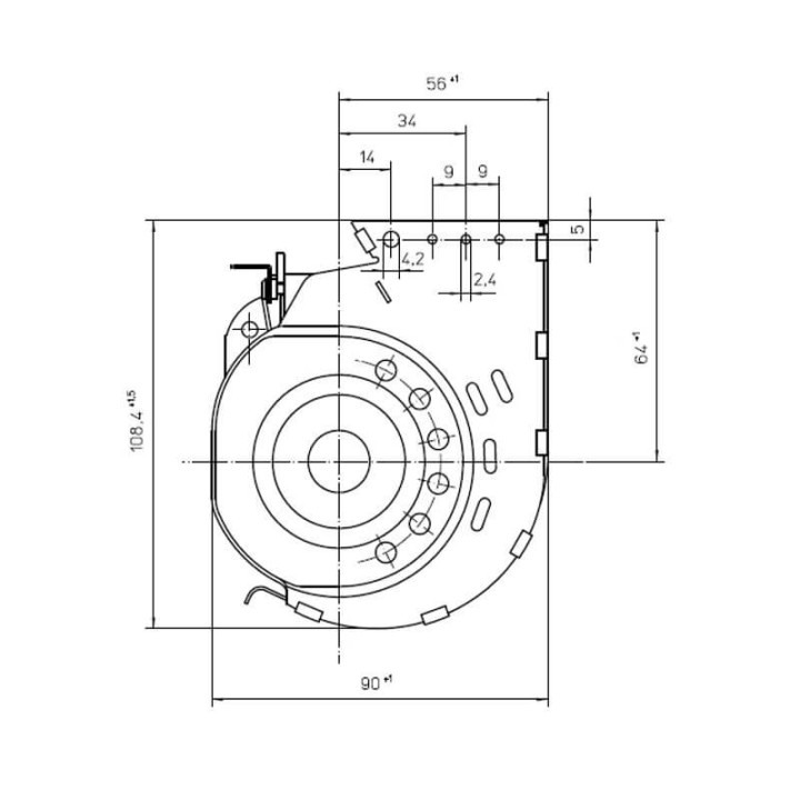 Ventola tangenziale EBM QLN65/2400 A33-3025LH stufe a pellet 14706082
