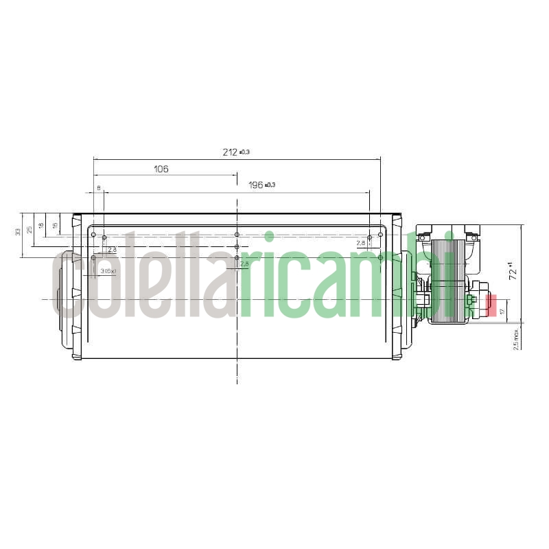 Ventola tangenziale EBM QLN65/2400 A33-3025LH stufe a pellet 14706082