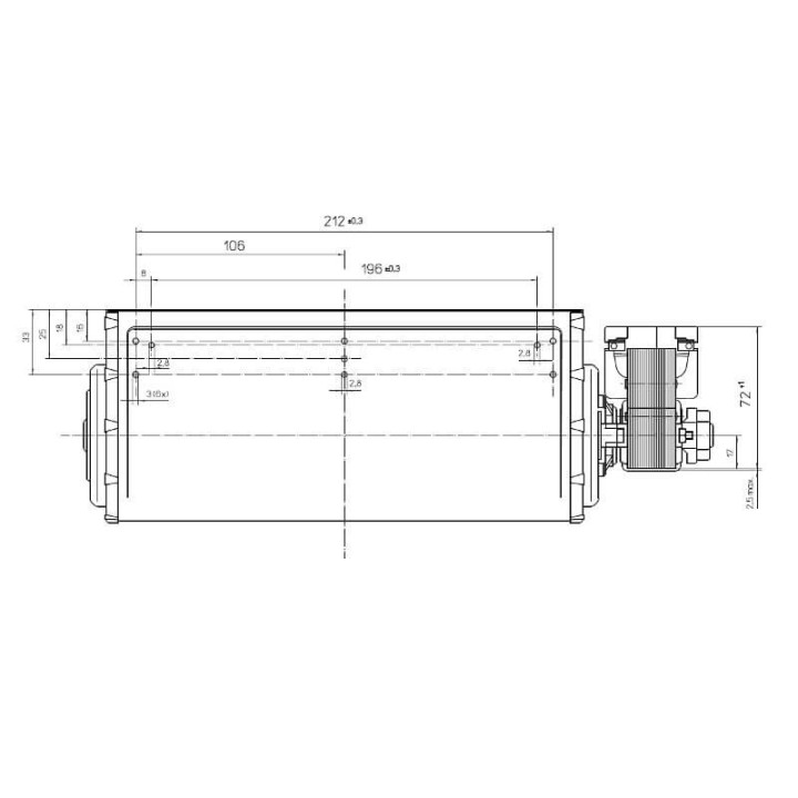 Ventola tangenziale EBM QLN65/2400 A33-3025LH stufe a pellet 14706082