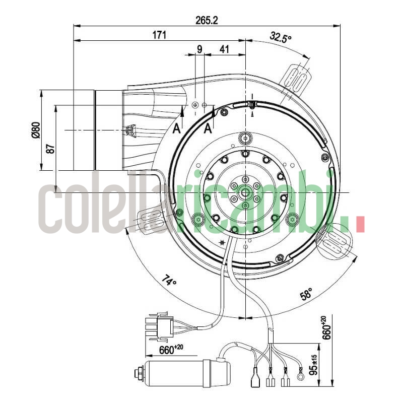 Estrattore aspiratore fumi EBM G2E150-DN91-12 stufe a pellet 14706087
