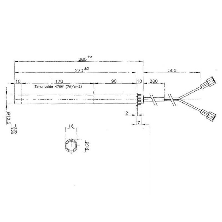 Resistenza accensione con flangia HT44620 stufe a pellet 14701037