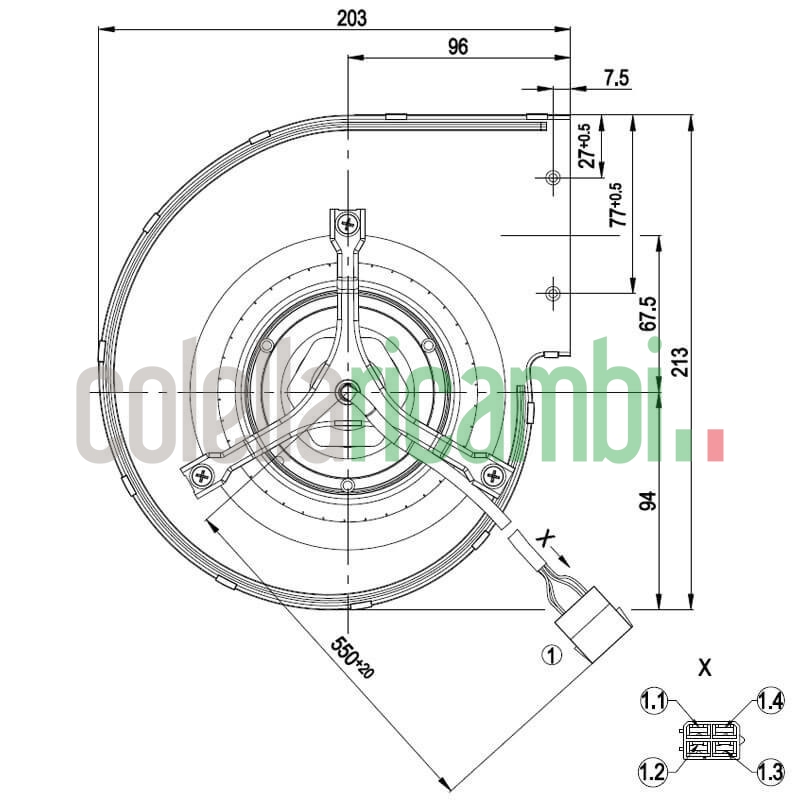 Ventilatore centrifugo D4E133-DT46-L4 per stufa a pellet 14706063