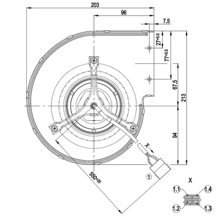 Ventilatore centrifugo D4E133-DT46-L4 per stufa a pellet 14706063