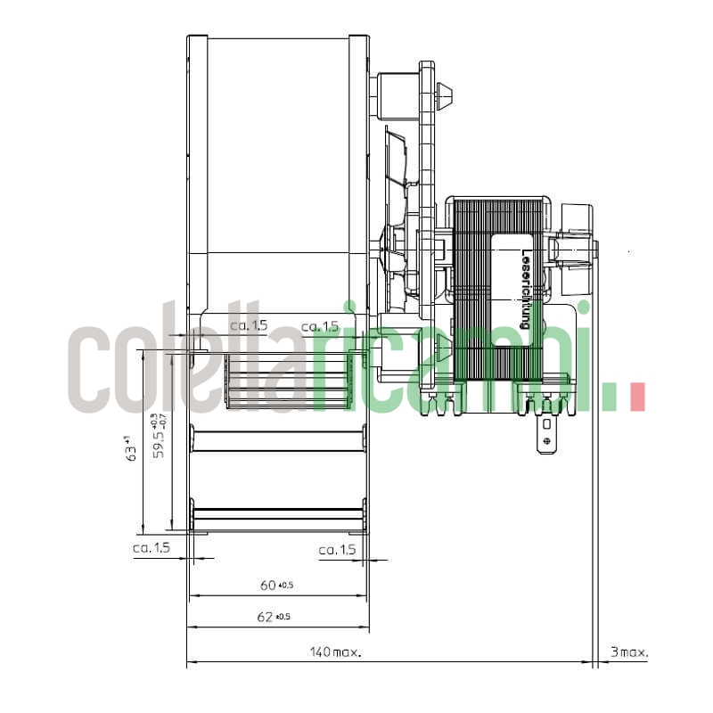 Ventilatore centrifugo RLA108/4200A82-3030LH per stufa a pellet 14706073
