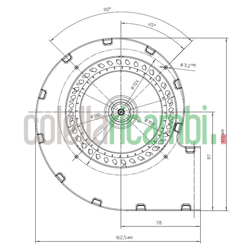 Ventilatore centrifugo RLA108/4200A82-3030LH per stufa a pellet 14706073
