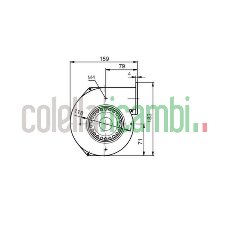 Ventilatore centrifugo G2E108-AA01-56 per stufa a pellet 14706062