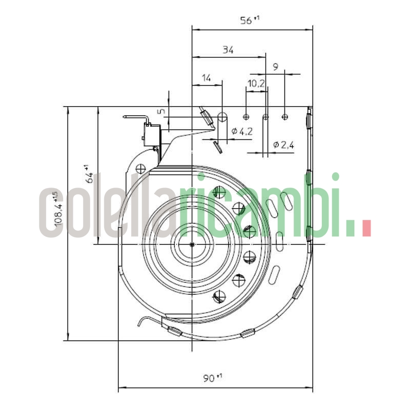 Ventola tangenziale EBM QLN65/3600 A2-3038LH stufe a pellet 14706083