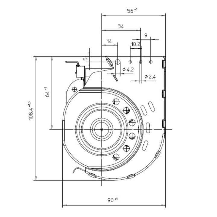 Ventola tangenziale EBM QLN65/3600 A2-3038LH stufe a pellet 14706083