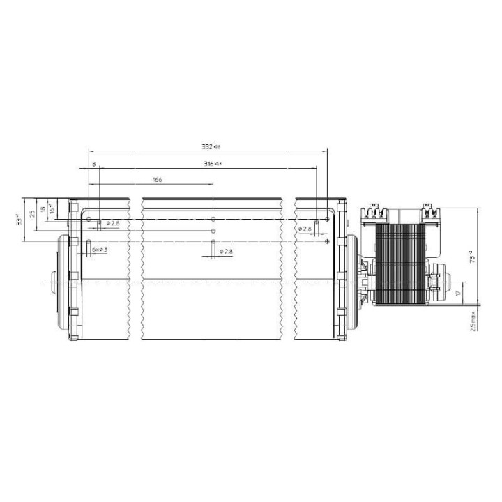 Ventola tangenziale EBM QLN65/3600 A2-3038LH stufe a pellet 14706083