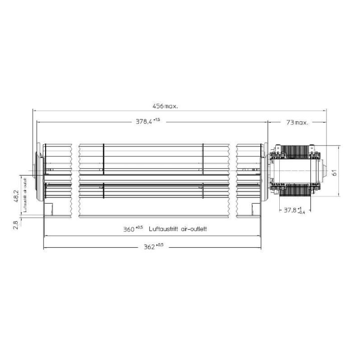 Ventola tangenziale EBM QLN65/3600 A2-3038LH stufe a pellet 14706083