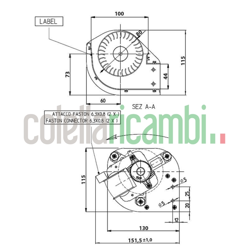Ventola tangenziale doppia velocità FERGAS 149504 stufe a pellet 14706054