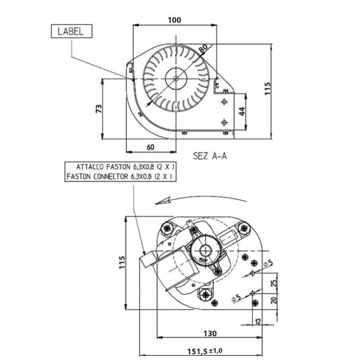 Ventola tangenziale doppia velocità FERGAS 149504 stufe a pellet 14706054