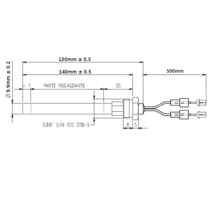 Resistenza accensione con raccordo filettato 3/8" GAS HT73693 stufe a pellet 14701103