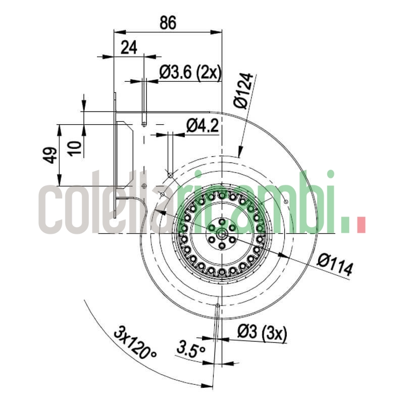 Ventilatore centrifugo D2E097-BI56-48 stufe a pellet 14706081