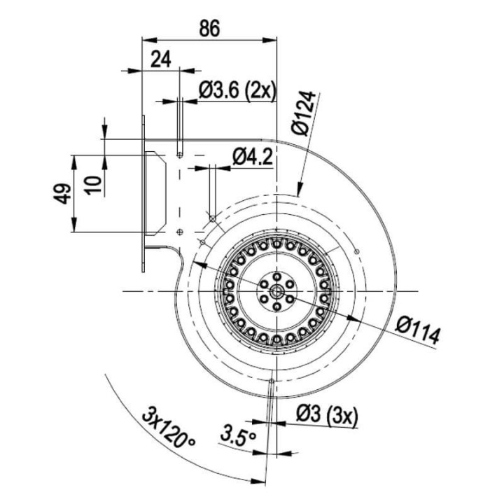 Ventilatore centrifugo D2E097-BI56-48 stufe a pellet 14706081