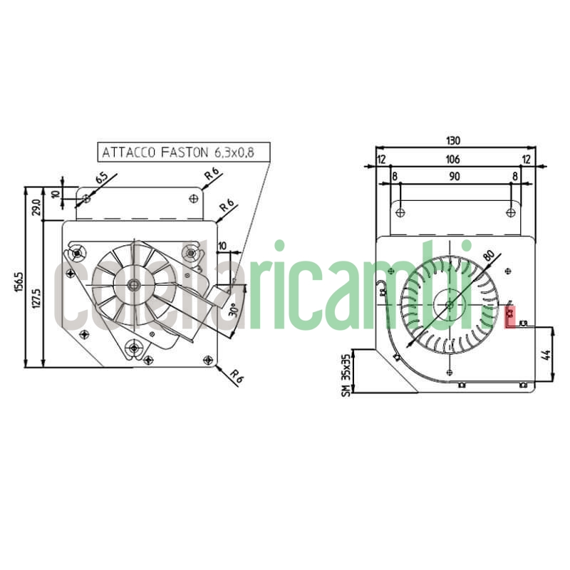 Ventola tangenziale per stufa a pellet 14706052