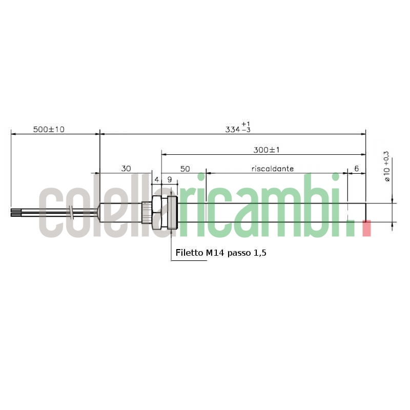 Resistenza accensione con raccordo filettato M14X1,5 stufe a pellet 14701084
