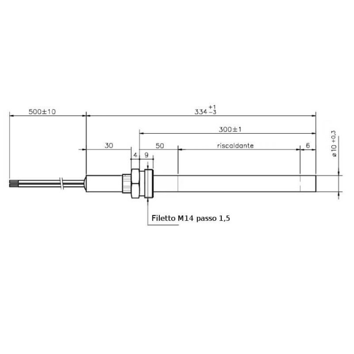 Resistenza accensione con raccordo filettato M14X1,5 stufe a pellet 14701084