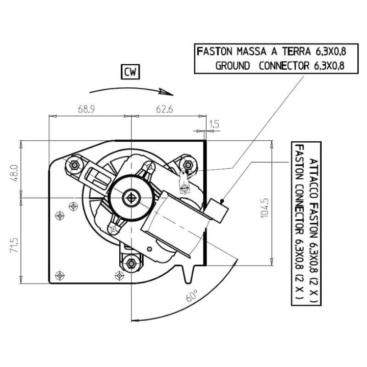 Ventilatore tangenziale doppio per stufa a pellet 14706067