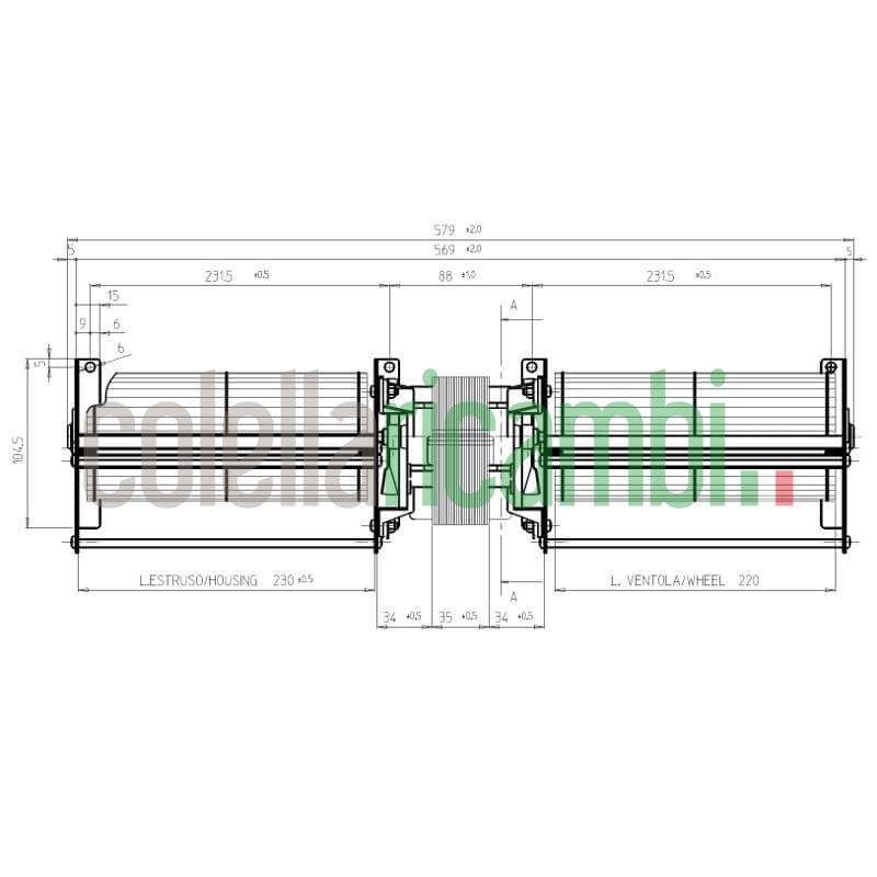 Ventilatore tangenziale doppio per stufa a pellet 14706067