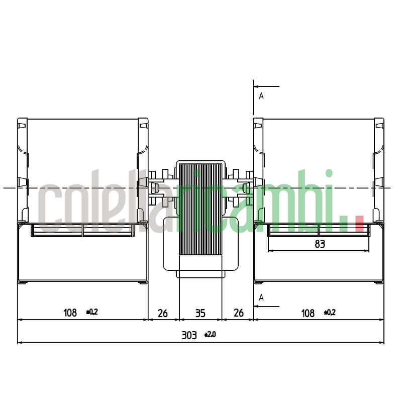 Ventilatore centrifugo CDF-DA 80X83-35 doppia aspirazione stufe a pellet 14706068
