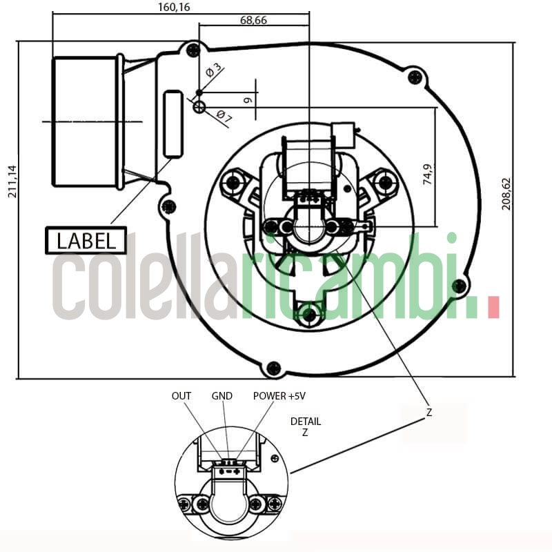 Estrattore aspiratore fumi FERGAS I260662-00 stufe a pellet 14706015