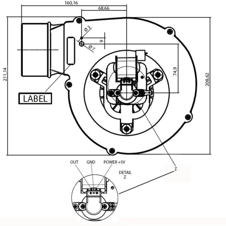 Estrattore aspiratore fumi FERGAS I260662-00 stufe a pellet 14706015