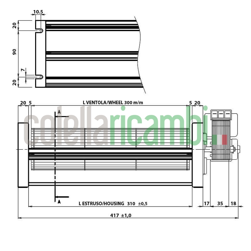 Ventola tangenziale per stufa a pellet 14706045