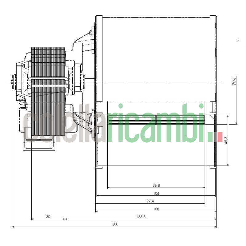 Ventilatore centrifugo TRIAL CFA715-S6 CAD07B-009 stufe a pellet 14706124