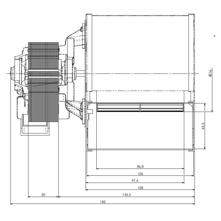 Ventilatore centrifugo TRIAL CFA715-S6 CAD07B-009 stufe a pellet 14706124