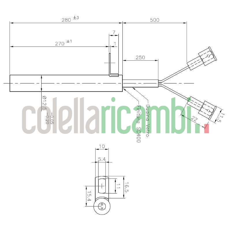 Resistenza accensione con flangia stufe a pellet 14701035