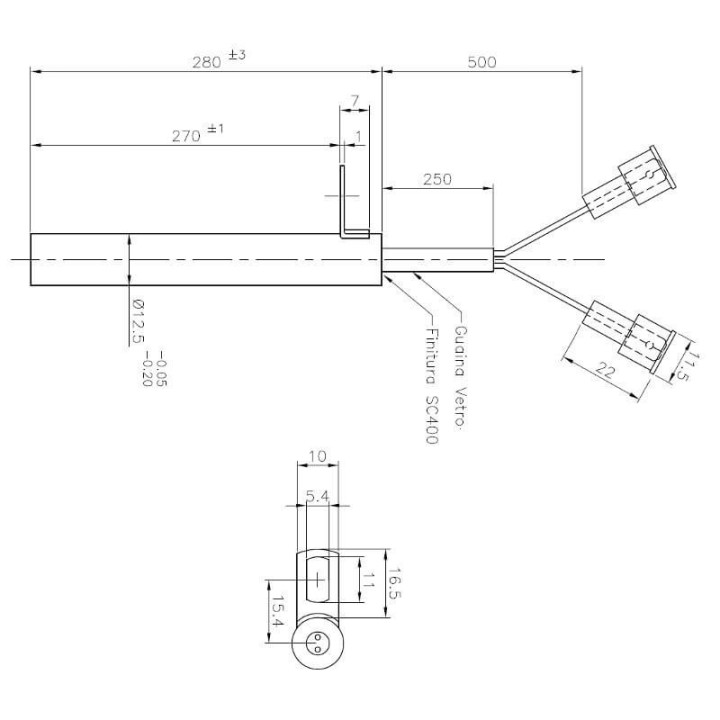 Resistenza accensione con flangia stufe a pellet 14701035