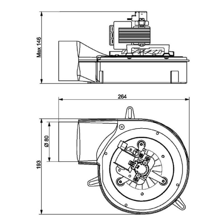 Estrattore - aspiratore fumi FANDIS per stufe a pellet 14706014