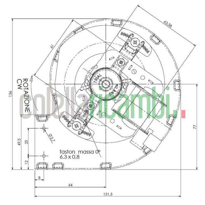 Ventilatore centrifugo TRIAL CFA715-D6 CAD07B-006 stufe a pellet 14706123