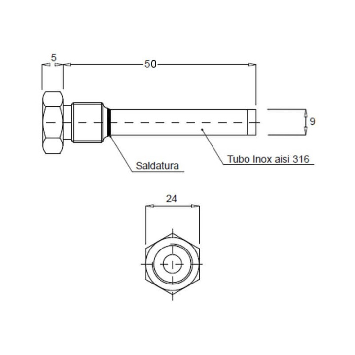 Pozzetto porta sonda stufe a pellet 14708025